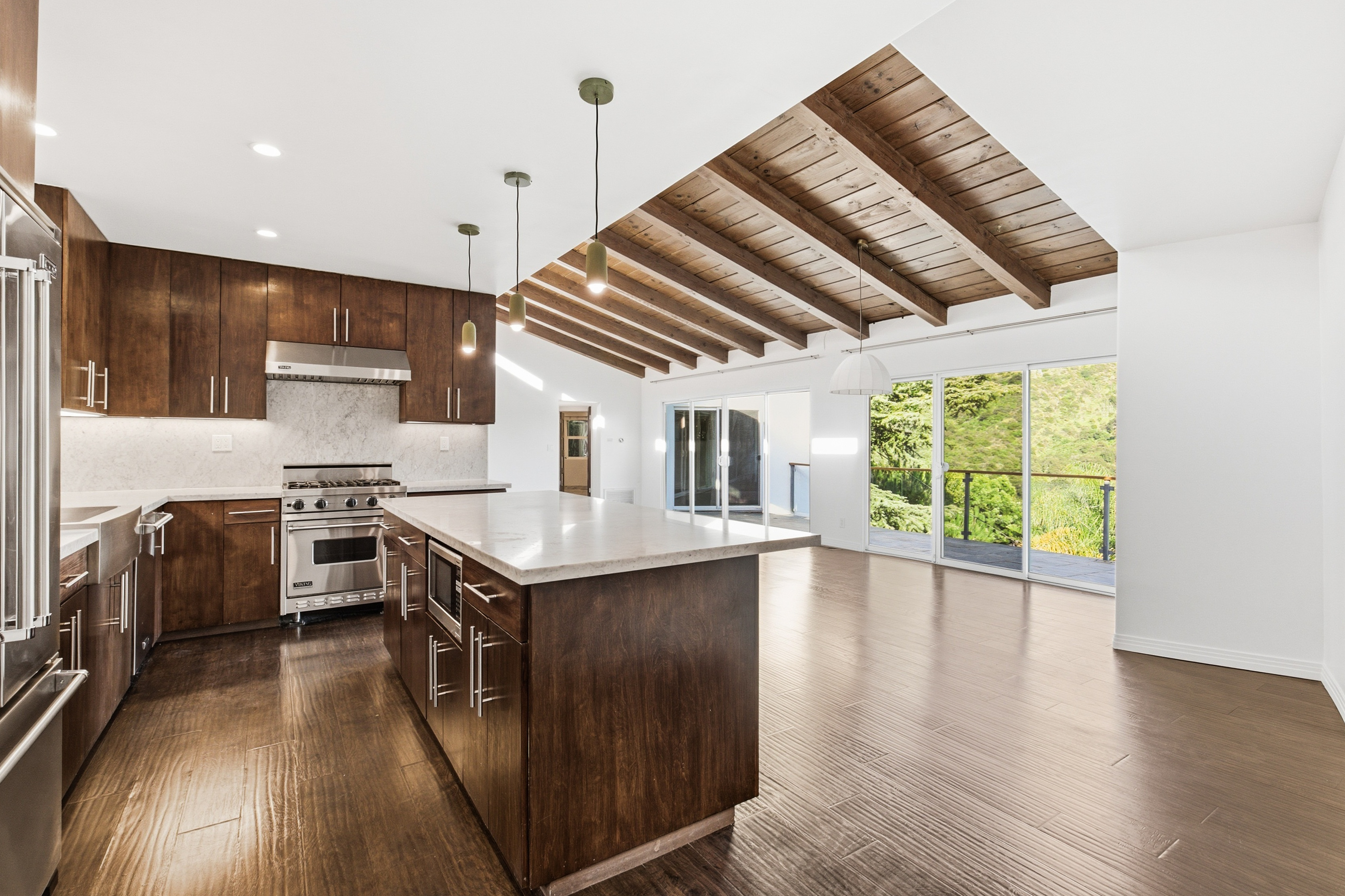 Rear Window Views on Troy | 3BR/ 2BA with Vaulted Beamed Ceilings, Expansive Balcony, Designer Kitchen, and Canyon Outlooks